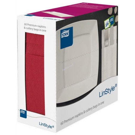 Tovaglioli Tork Airlaid colorati Linstyle Cutlery Bag-Tov-bordeaux