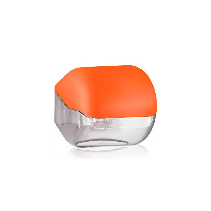 Dispenser DUETTO arancione per carta igienica interfogliata o rotolo