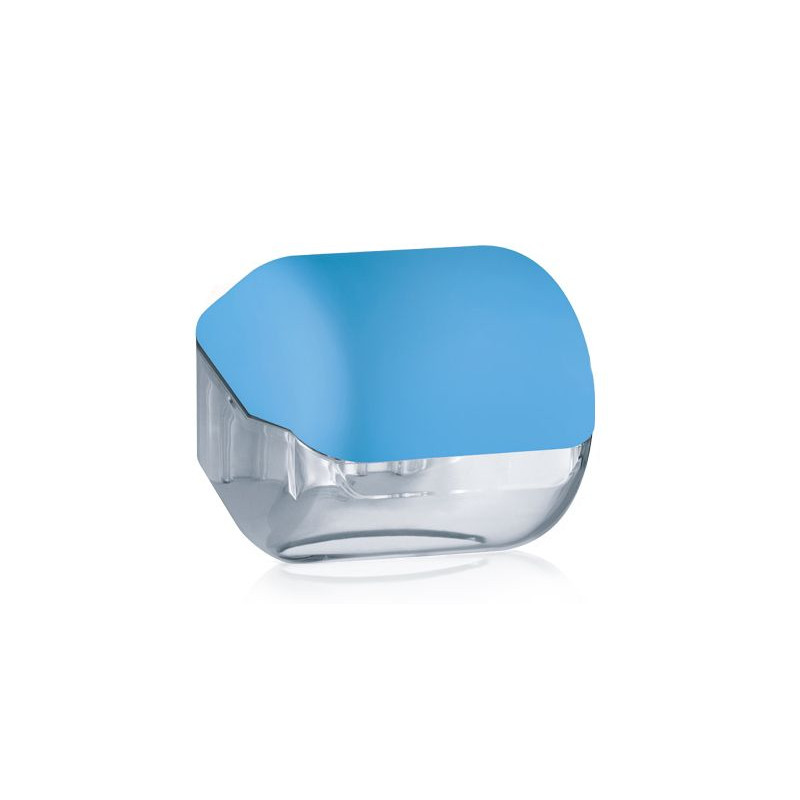 Dispenser DUETTO azzurro per carta igienica interfogliata o rotolo