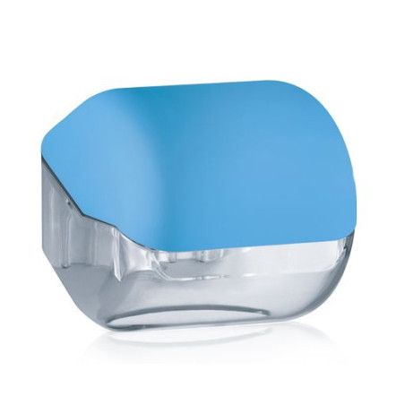 Dispenser DUETTO azzurro per carta igienica interfogliata o rotolo