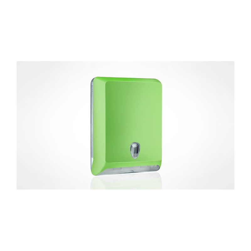 Dispenser verde carta asciugamani interfogliati a "C", "V" e "Z"