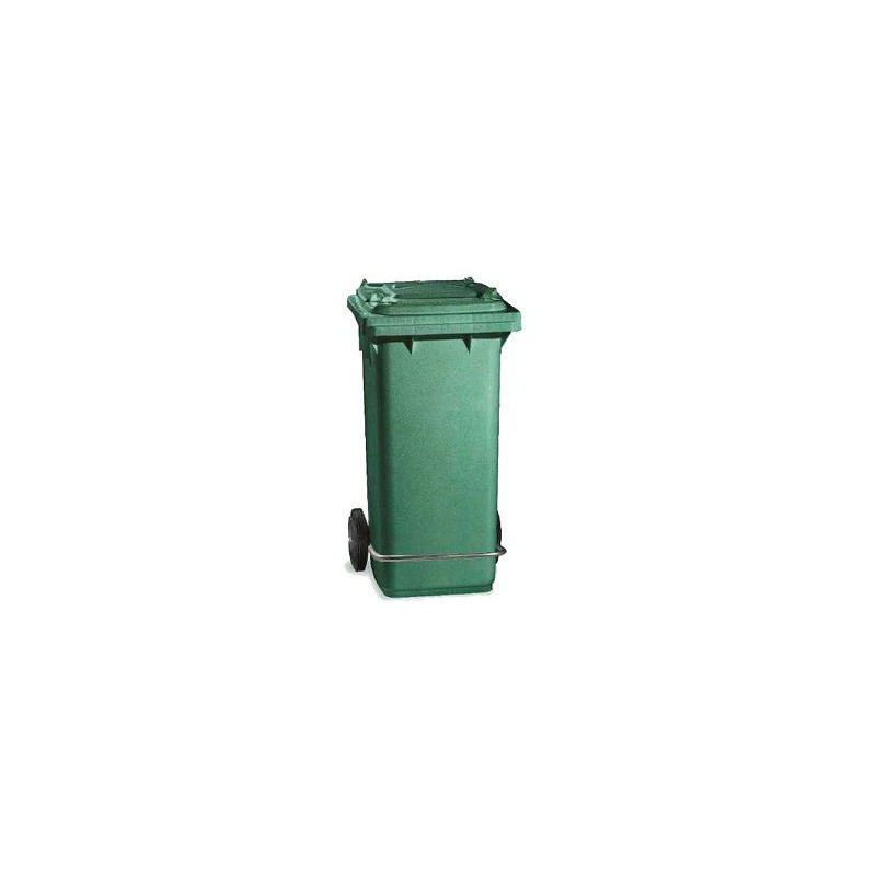 Pattumiera Lt120 con pedale e ruote Verdi