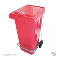 Pattumiera 120 lt con pedale ruote Rosso