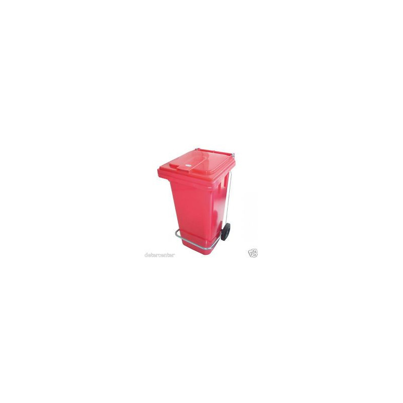 Pattumiera 120 lt con pedale ruote Rosso