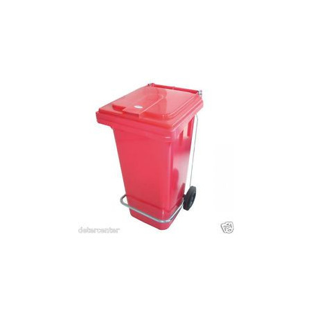 Pattumiera 120 lt con pedale ruote Rosso