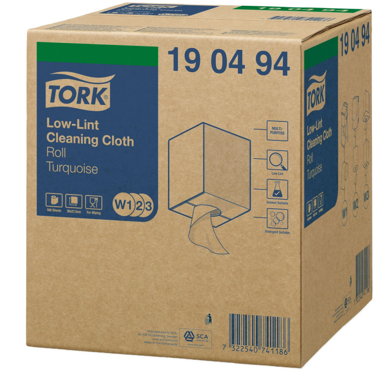 Tork Panno Rotolo Azzurro per Pulizia Senza Residui 500 Strappi