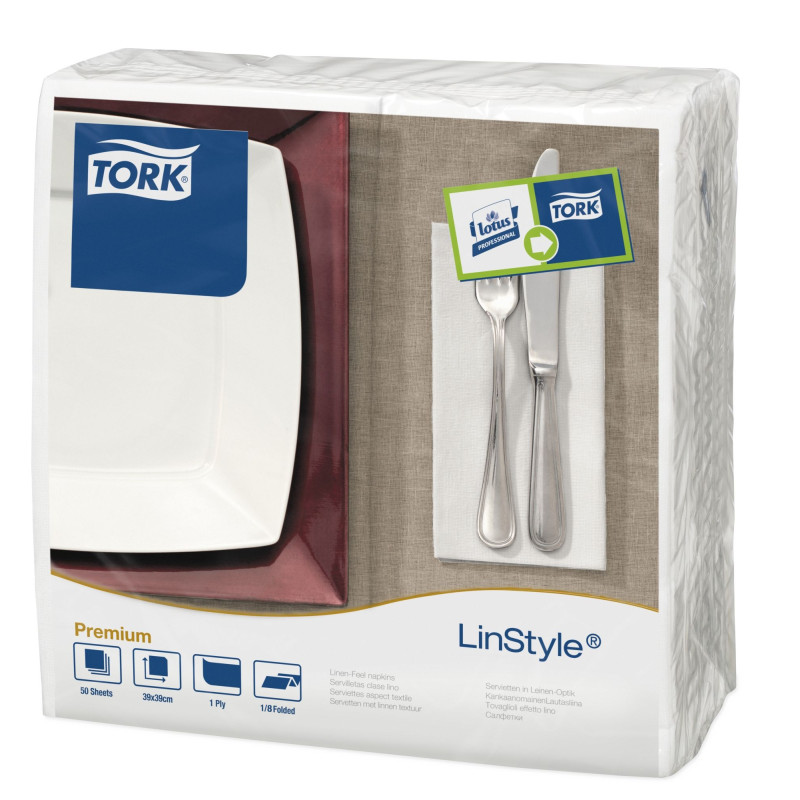 Tovaglioli Tork Airlaid colorati Linstyle P/8-Bianco