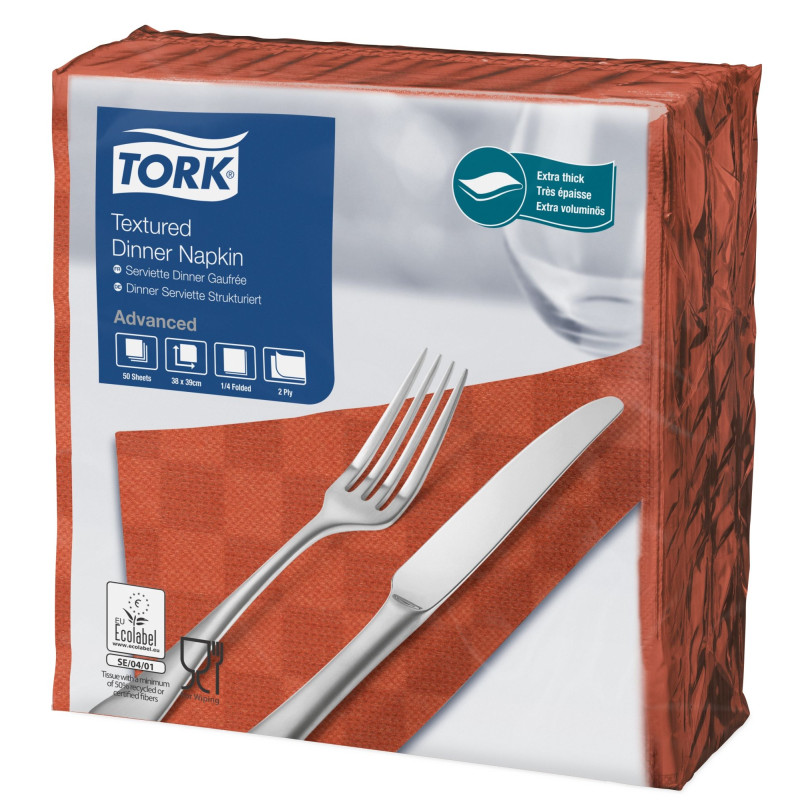 Tork Tovaglioli Dinner Napkins Textured Goffrato P/4 900 Pcs-Tov-Terracotta