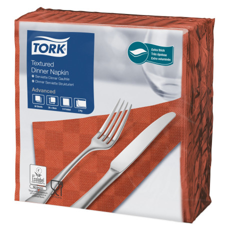 Tork Tovaglioli Dinner Napkins Textured Goffrato P/4 900 Pcs-Tov-Terracotta