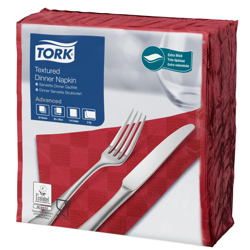 Tork Tovaglioli Dinner Napkins Textured Goffrato P/4 900 Pcs-Tov-bordeaux