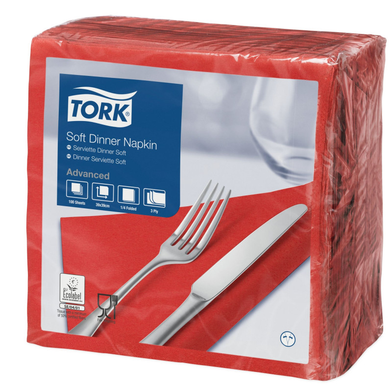 Tork Dinner Tovaglioli 3Veli P/4  1.200 Pcs-Tov-rosso