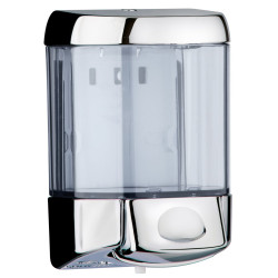 Dispenser Sapone Liquido a Pulsante-Cromato/trasparente