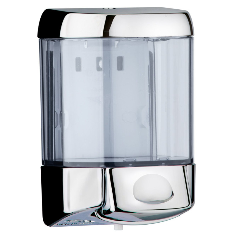 Dispenser Sapone Liquido a Pulsante-Cromato/trasparente