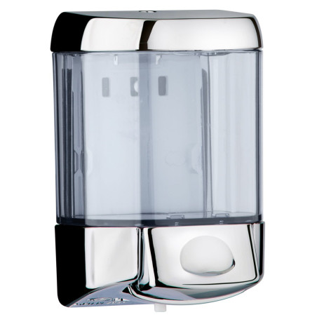 Dispenser Sapone Liquido a Pulsante-Cromato/trasparente