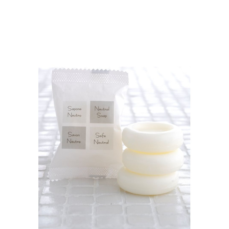 SAPONE VEGETALE 15 GR TONDO IN FLOW-PACK BIANCO OPACO Linea Neutra
