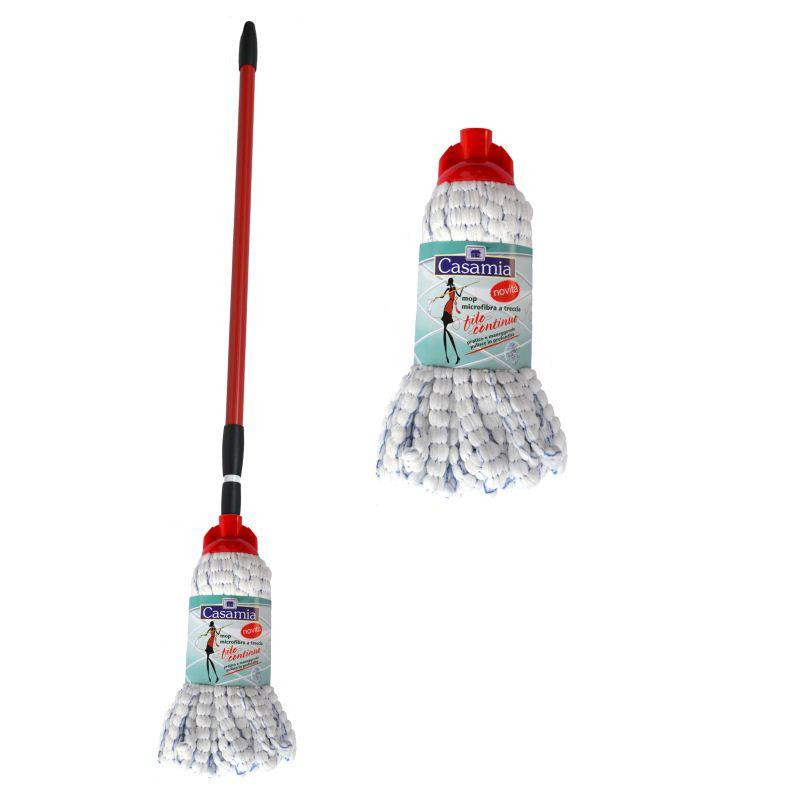 COMPLETO MOP IN MICROFIBRA A TRECCIA CON MANICO  ALLUNGABILE Cm.130