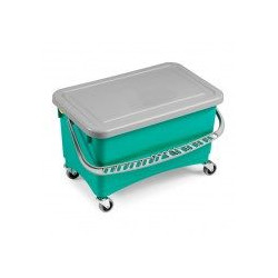 SECCHIO  JIM VERDE LT.28 C/RUOTE E STRIZZINO E COPERCCHIO  PER CERA