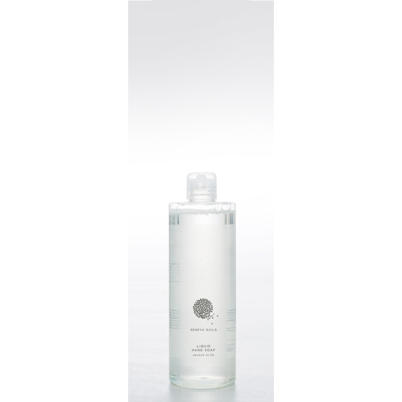 RICARICA DISPENSER TRASPARENTE IN PET DA 380 ML SAPONE LIQUIDO PER MANI TAPPO FLIP TOP TRASPARENTE GENEVA GUILD 18 Pz- Linea Gen