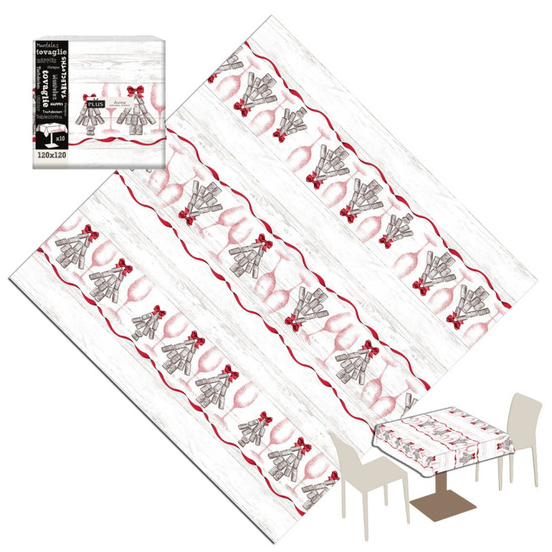 Tovaglia in Airlaid  Stappo  Rosso  120x120 - 100 PZ - Christmas Collection 