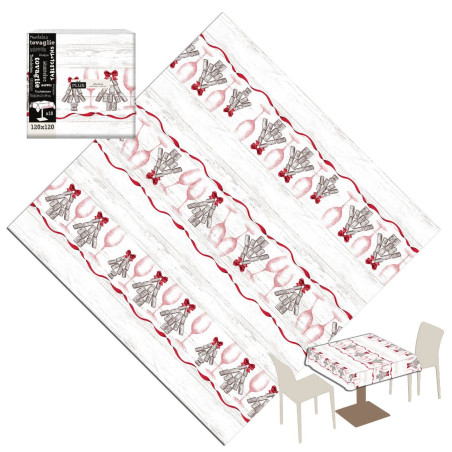 Tovaglia in Airlaid  Stappo  Rosso  120x120 - 100 PZ - Christmas Collection 