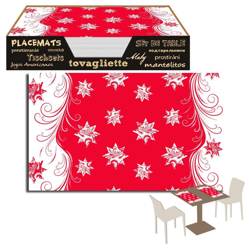 Tovaglietta in Airlaid Stars ROSSO 30 x 50 cm - Cristmas Collection 1000Pz