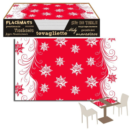 Tovaglietta in Airlaid Stars ROSSO 30 x 50 cm - Cristmas Collection 1000Pz