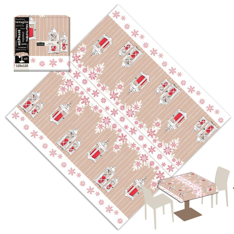 Tovaglia in Airlaid  LANTERNE NOCCIOLA  120x120 - 100 PZ - Christmas Collection 
