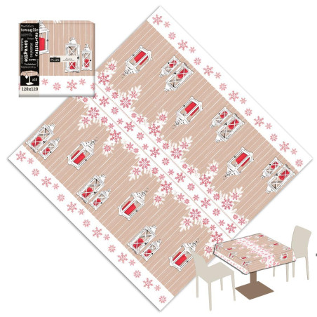 Tovaglia in Airlaid  LANTERNE NOCCIOLA  120x120 - 100 PZ - Christmas Collection 