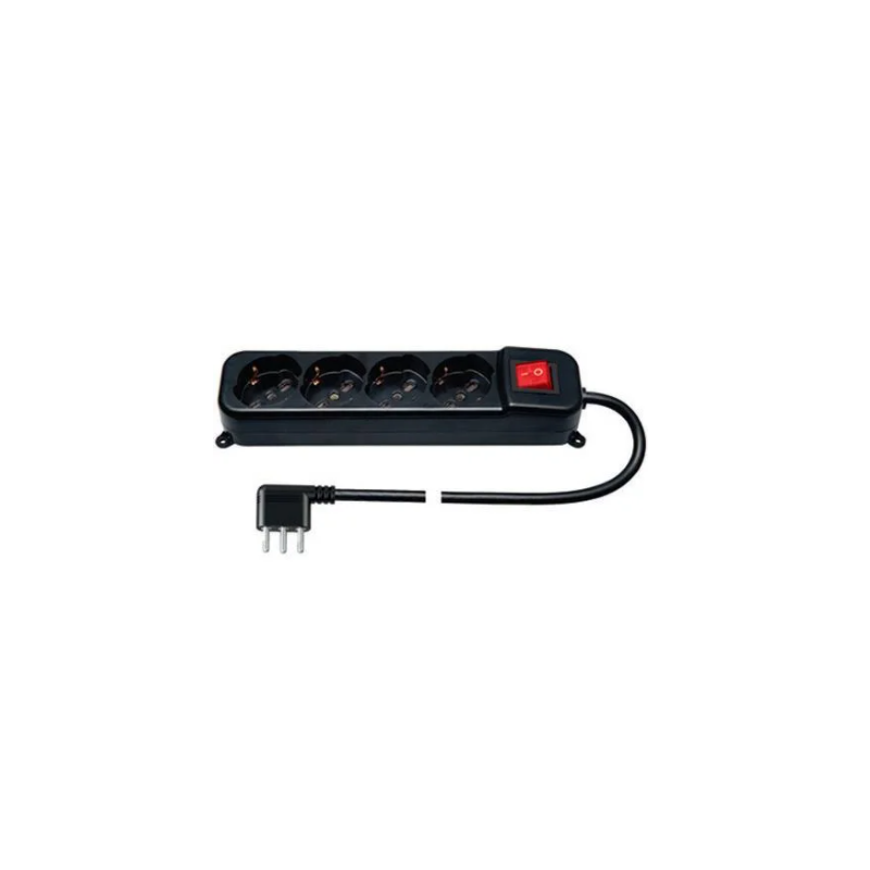 Multipresa 4 Prese Polivalenti 10/16A Schuko Nera
