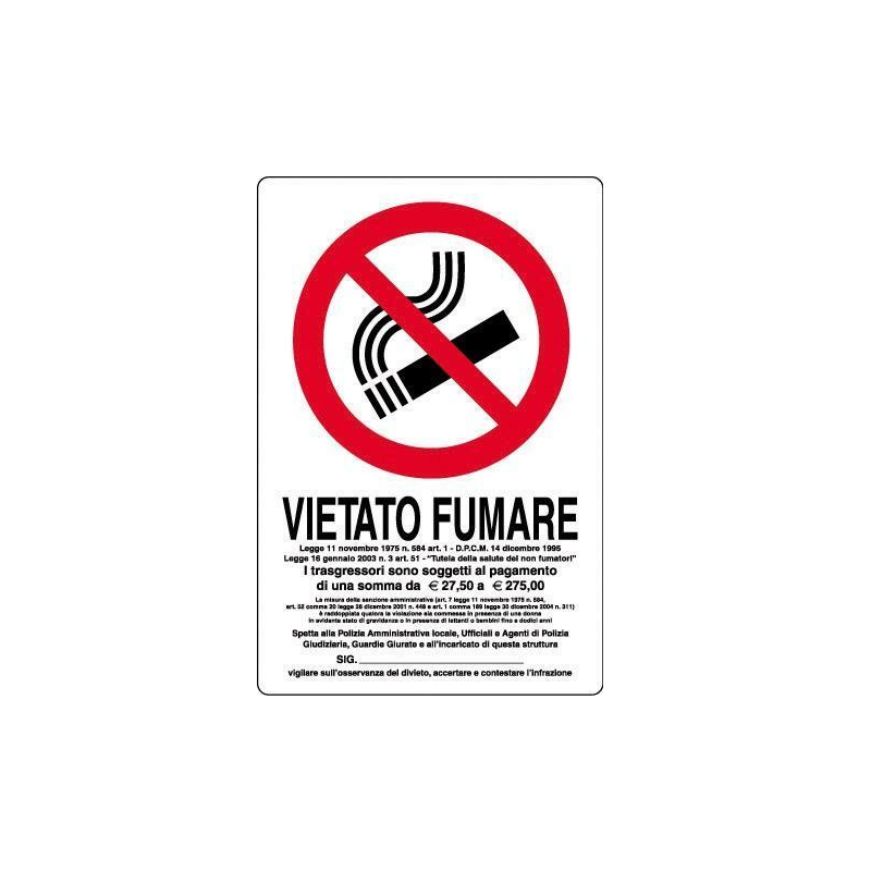 Cartello Vietato Fumare PVC