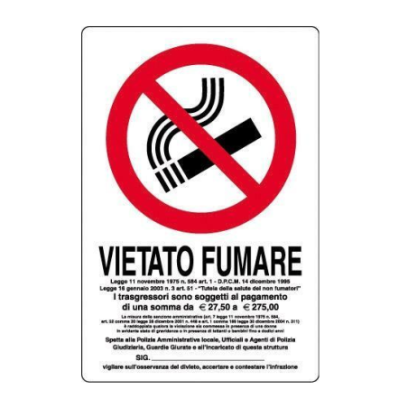 Cartello Vietato Fumare PVC