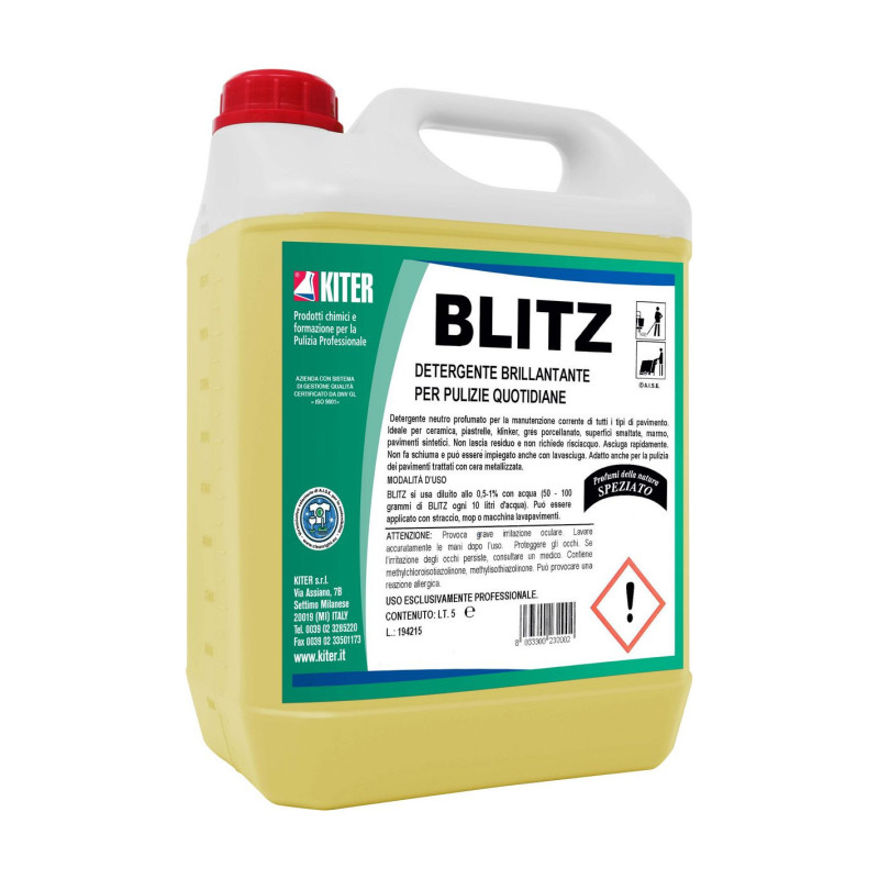 BLITZ LT 5 KITER Detergente brillantante alcolico ad alta efficacia pulente per tutti i pavimenti lavabil