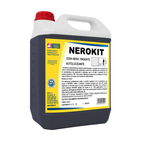 NEROKIT LT 5 KITER Cera NERA metallizzata acrilica autolucidante tingente e coprente per pavimenti neri