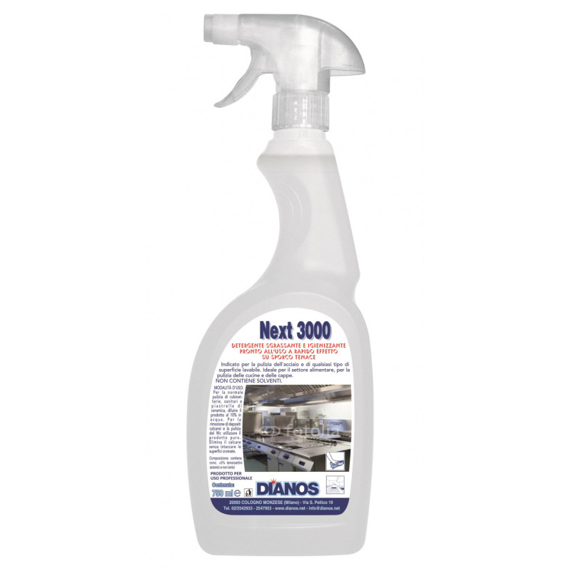 NEXT 3000 ML 750 DIANOS NEXT 3000 Detergente sgrassante pronto all'uso senza solventi,rapido effetto su grasso e sporco generico