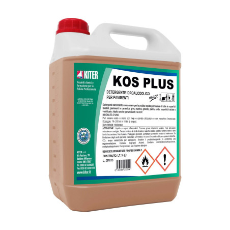 KOS PLUS LT 5 KITER Detergente igienizzante idroalcoolico concentrato per la pulizia di tutti i pavimenti