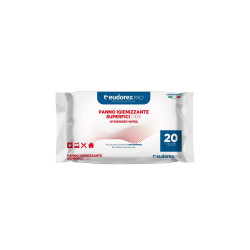 SALVIETTA IGIENIZZANTE SUPERFICI DDX EUDOREX CON SOLUZIONE IGIENIZZANTE PMC CM 19X22 IN CONFEZIONE APRI/CHIUDI DA 20 PZ