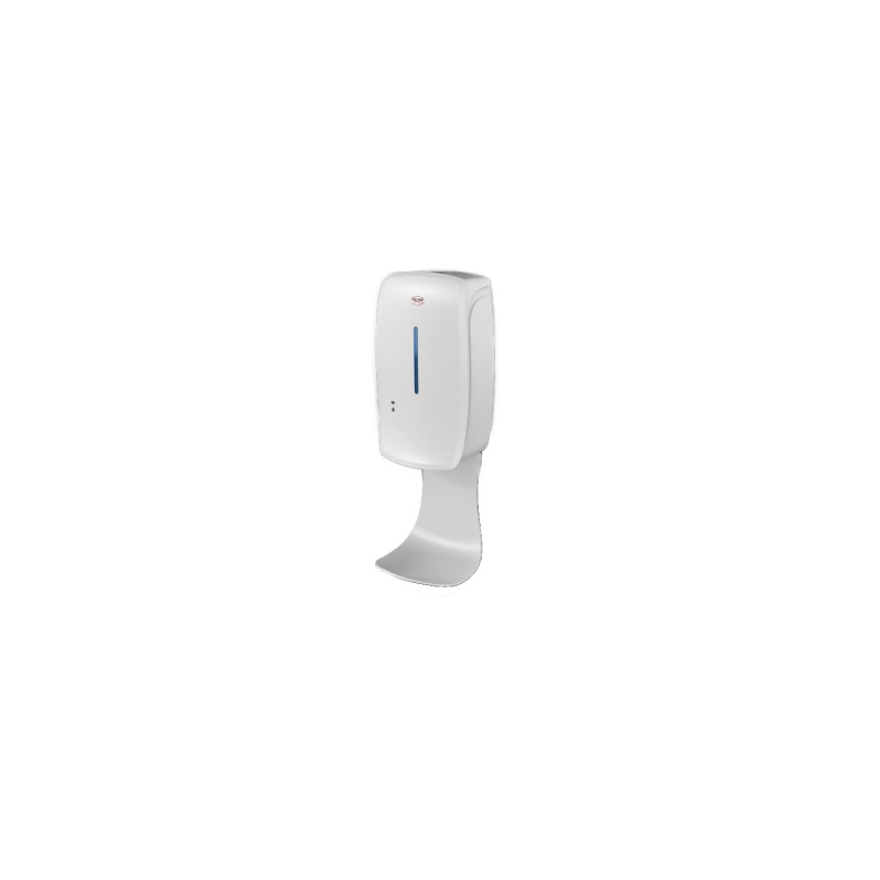 DISPENSER SAPONE AUTOMATICO TOUCHLESS BIANCO A RIEMPIMENTO MANUALE COMPLETO DI RACCOGLI GOCCIA A BATTERIE