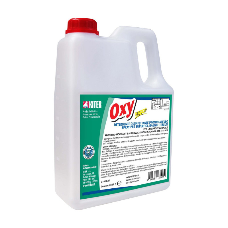 OXY BIOCIDA PT-2 LT 3 HACCP KITER Detergente igienizzante a base di ossigeno attivo e solventi