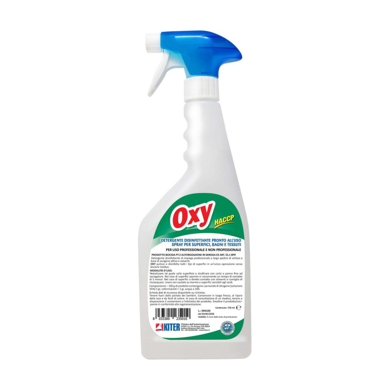 OXY BIOCIDA PT-2 ML 750 HACCP KITER Detergente igienizzante a base di ossigeno attivo e solventi