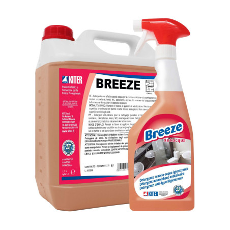 BREEZE ANTIACQUA LT 5 KITER Detergente sanificante anticalcare con effetto scaccia-acqua per ceramica e acciaio