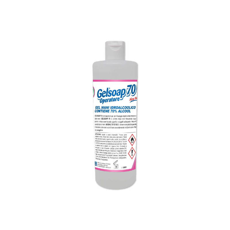 GELSOAP 70 ml 500 OPERATORE KITER Gel igienizzante idroalcolico 70% di alcool per mani senza risciacquo