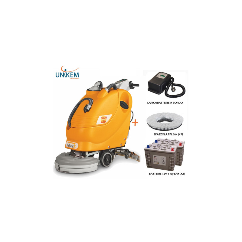 LAVASCIUGA PAVIMENTI RUBY 48 BL ADIATEK PISTA 48 CM. COMPLETA DI BATTERIE E CARICABATTERIE