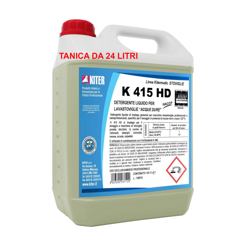 LAVASTOVIGLIE K 415 HD KG 24 KITER Detergente liquido per lavastoviglie acque dure