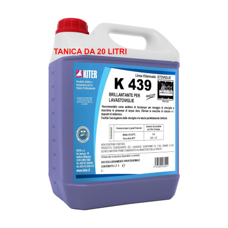 BRILLANTANTE LAVASTOVIGLIE K 439 LT 20 KITER Brillantante per macchine lavastoviglie